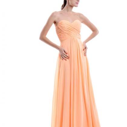 Peach Bridesmaid Dress, Empire Sweetheart Long..