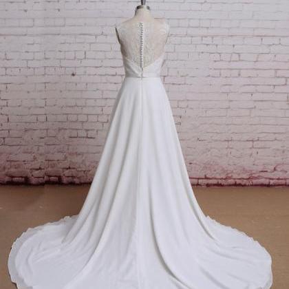 Elegant Lace Covered Back Wedding Dress, Sexy..