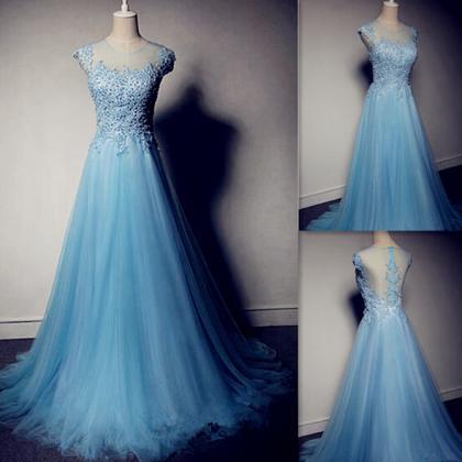 2015 A-line Tulle O-neck Prom Dresses, The..