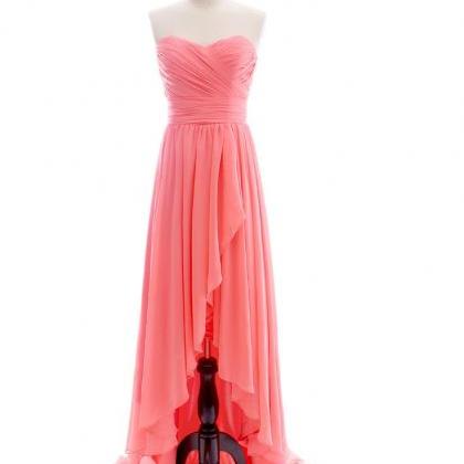 Coral Pink Bridesmaid Dresses, Chiffon Bridesmaid..