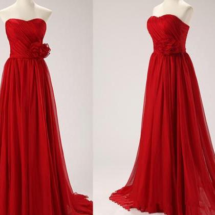 Exquisite Sexy Red Sweetheart Chiffon Prom..