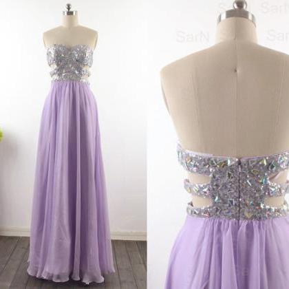 2015 Lavender Long Prom Dresses, Custom Lilac..
