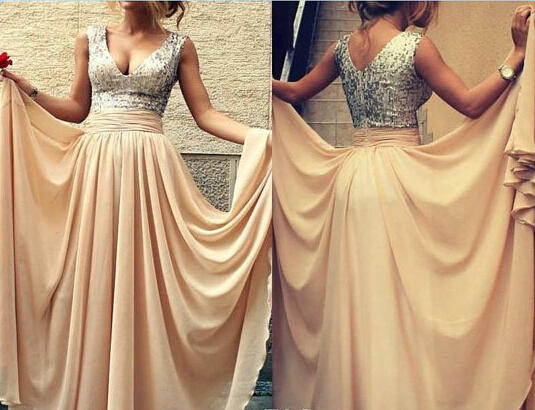 Sequin Long Prom Dress,sexy Champagne Evening Dress,sexy Formal Long ...