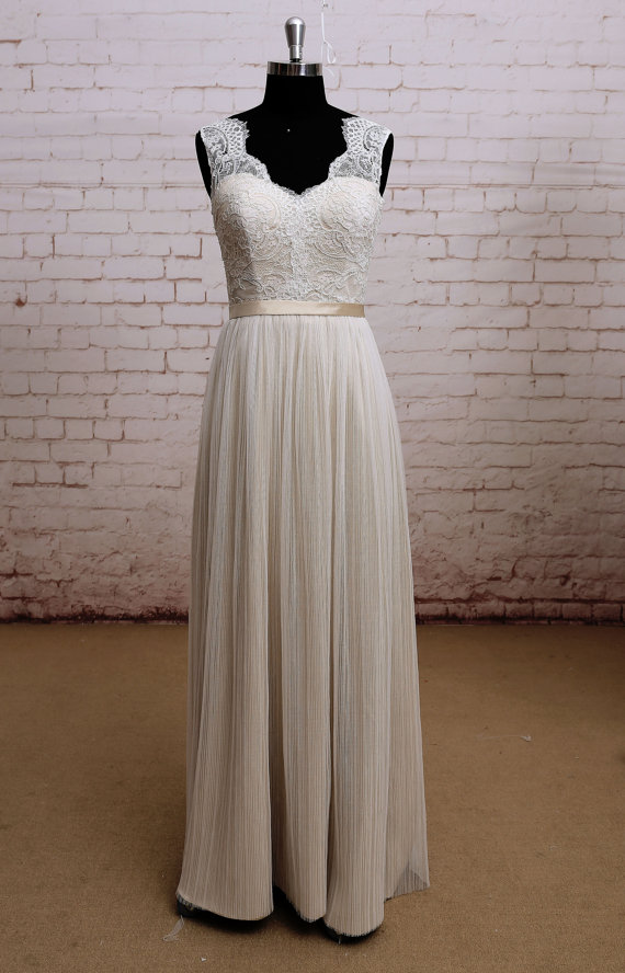 champagne wedding dress a line