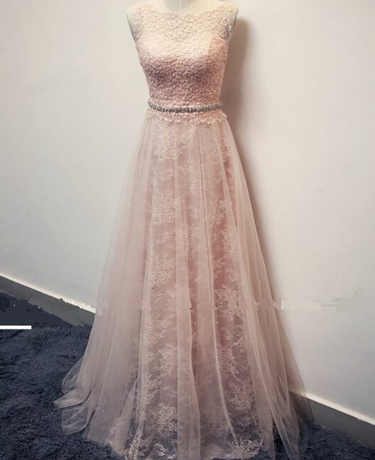 Charming Appliques And Lace Prom Dresses, Floor-length Evening Dresses, Prom Dresses, A-line Real Made Prom Dresses , Pink Lace Prom Dress