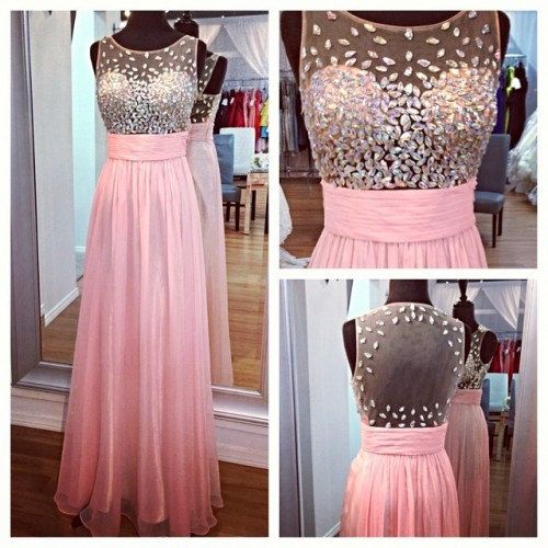 Pretty Pale Pink Beaded Prom Dress, Pink Evening Dress 2016, Prom Dress , Evening Dress Chiffon Prom Dress